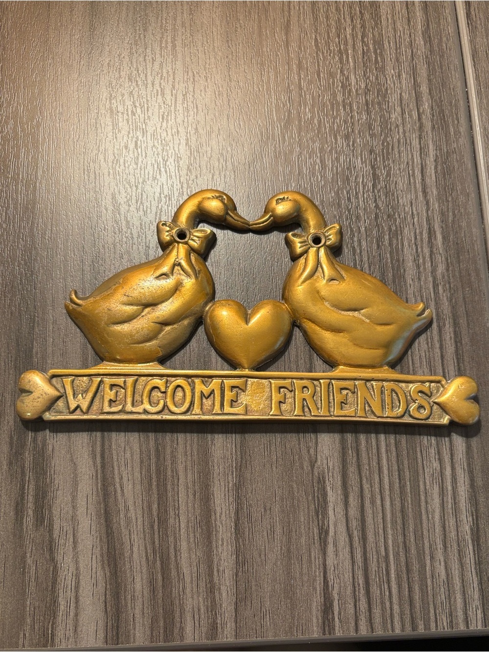 Vintage 1989 Upper Deck Ltd Welcome Friends Geese Gold Wall Plaque